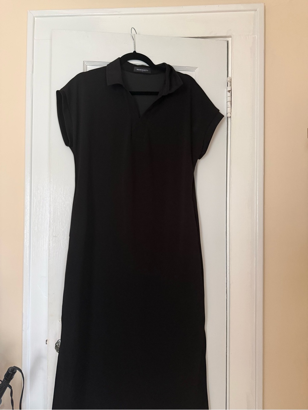 Black Polo Collar Maxi Dress